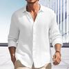Camisa de hombre otoño primavera solapa un solo pecho color sólido suelta manga larga casual suave transpirable longitud media hombres top diario