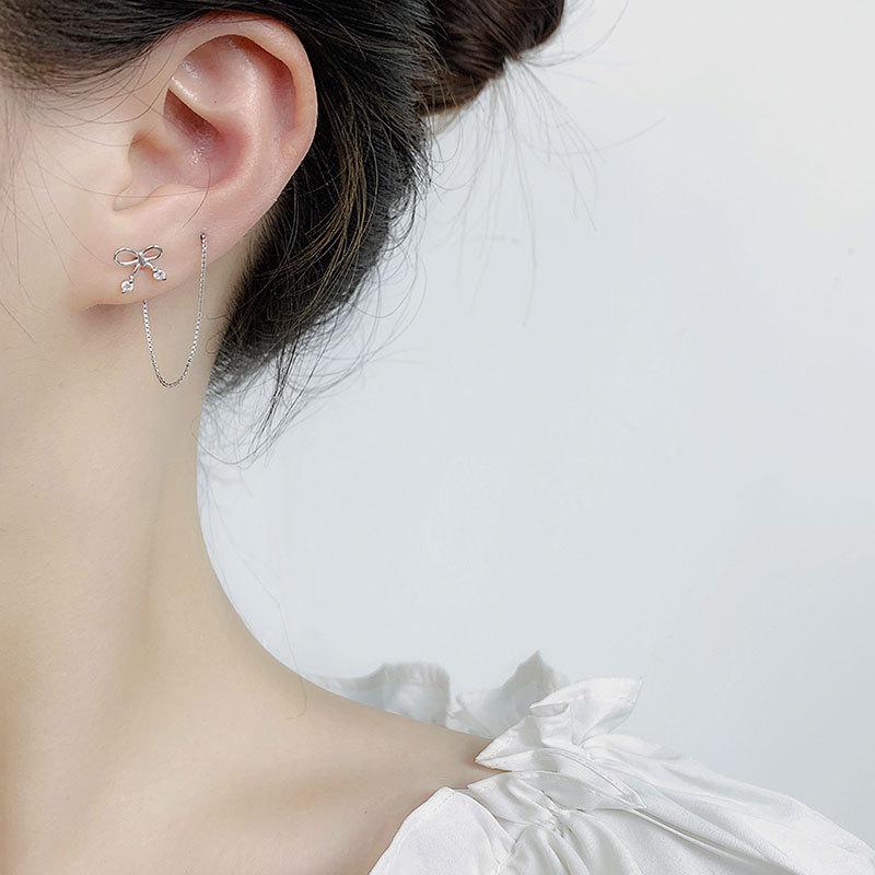 Slim Earrings Super Fairy Korean Style Long Personality Trendy Bow Earlines