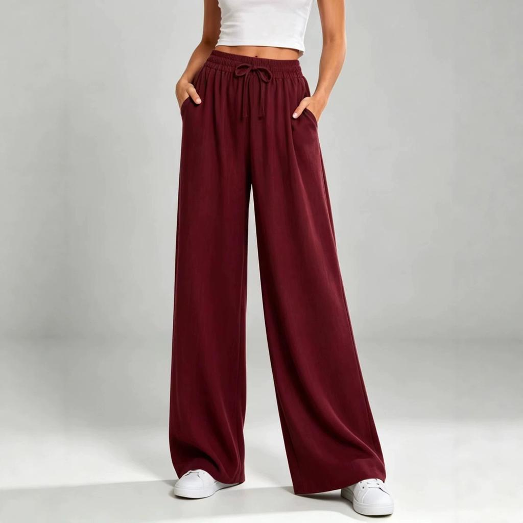 Women S Wide Leg Loose Casual Solid Straight Leg Pants