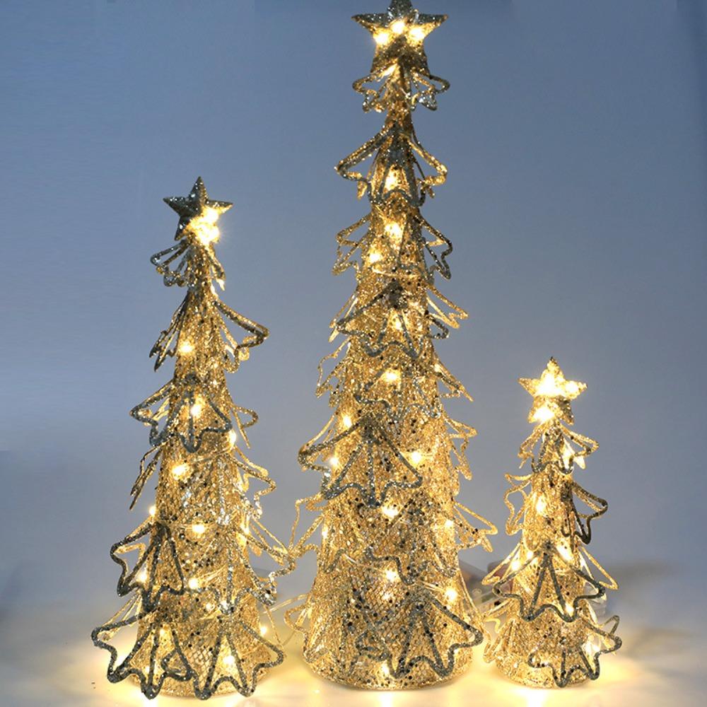 Glitter Christmas Tree LED Light Champagne Christmas Tree Desktop  Gift