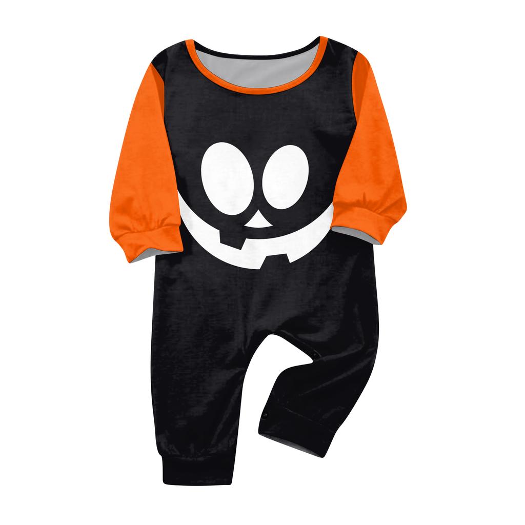 Family Matching Halloween Print Pajama Set Long Sleeve Round Neck Pajamas for Parents and Kids