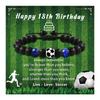 Football Inspired Elastic Bracelet Round Glass Beads Stretch Cord Comfortable Fashion Jewelry for Active Lifestyle