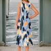 Women's Casual Fashion Floral Print Round Neck Sleeveless Color Midi Dress