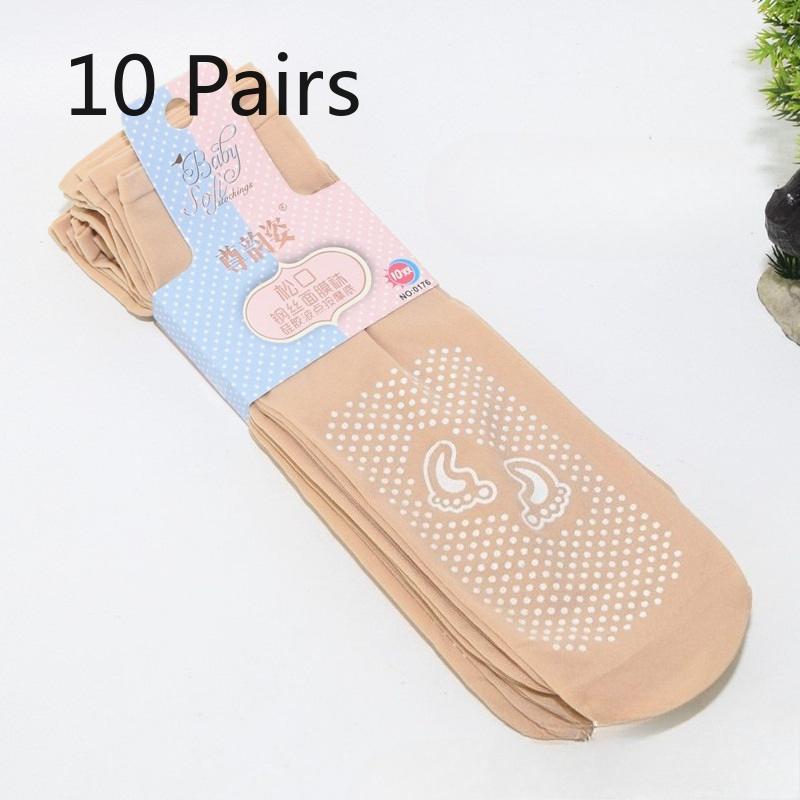 10 Pairs of Women's Massage Short Silk Stockings In Thin Style for Spring and Summer, with Adhesive and Anti-slip Function