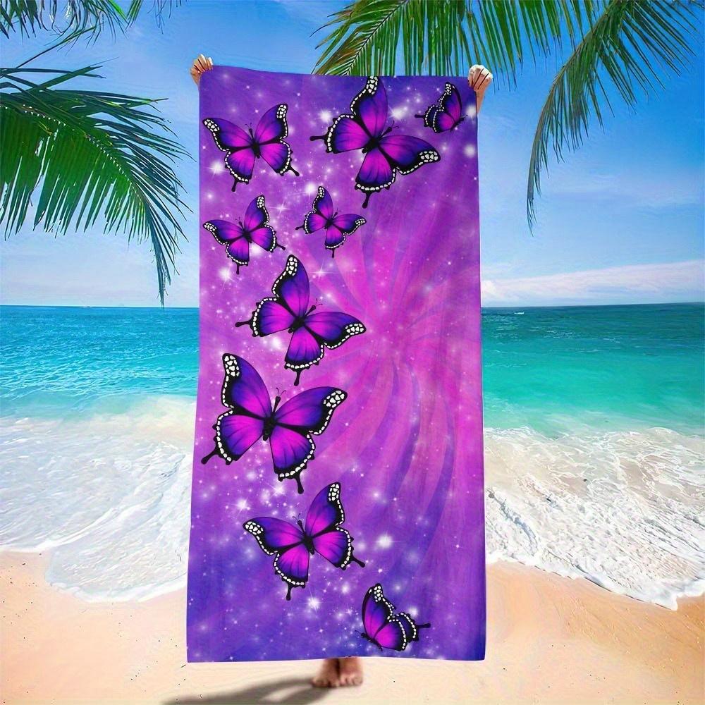 

Vibrant Purple Butterfly Beach Towel, Aesthetic Insect Art Quick-Dry Sand-Free Microfiber Bath Towel for Swim, Camping and Home W40*H60(CM)