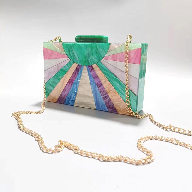 Wallets For Women Handbags Trends Shell Patchwork Clutch Purse Promotion Acrylic Evening Bag Shoulder Crossbody Wedding Banquet