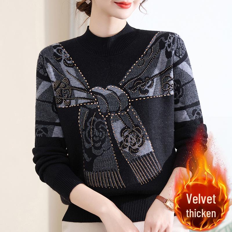 

Winter Knitwear: 2025 Stylish Sweater for Middle-aged & Elderly Women - Perfect Autumn/Winter Base Layer Top 5XL (Recommended for 70-78 kg)