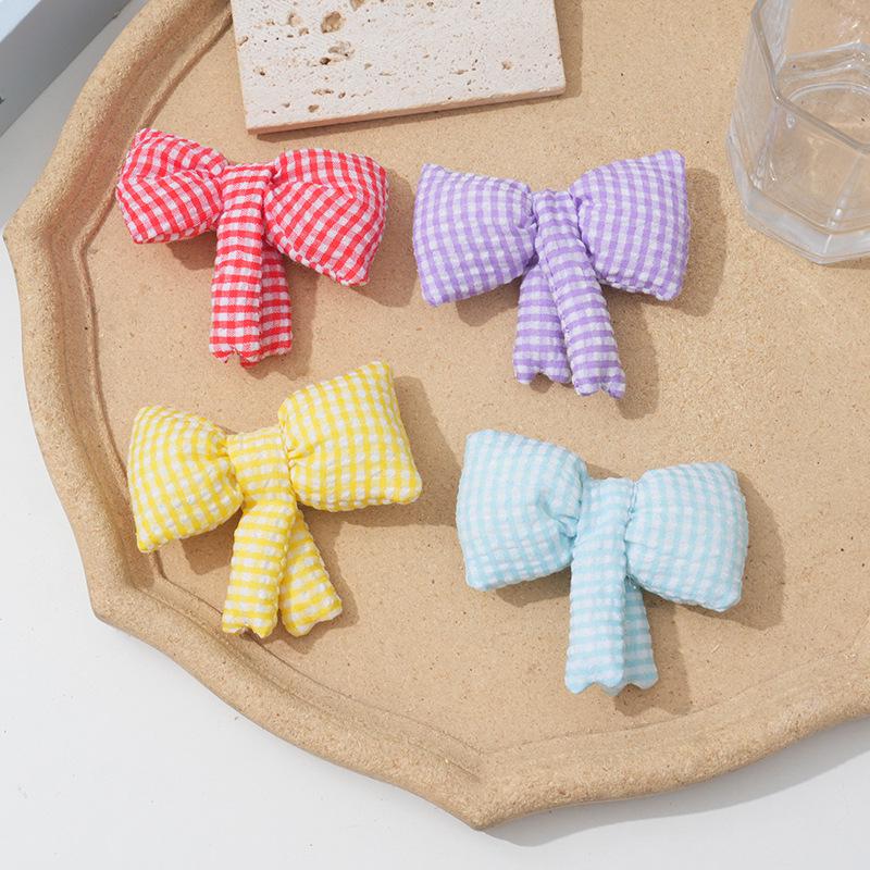 Cute Gingham Bow Children's Accessories: Fabric Socks, Hair Accessories, and Clothing Decorations