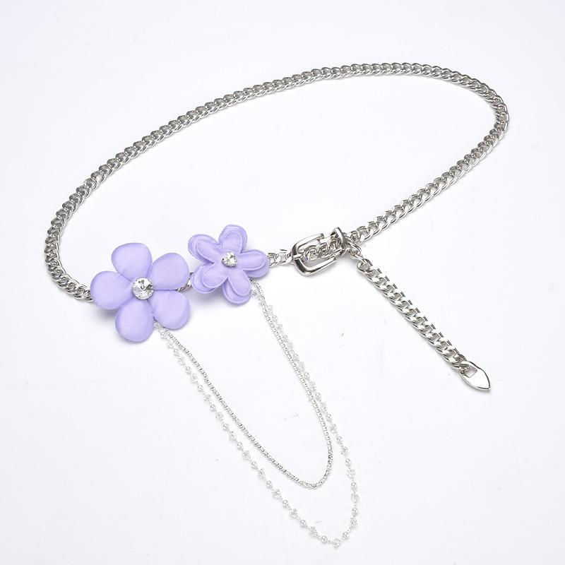 Rose Flower Metal Belt Women's Waist Chain Suit High-end Accessories Niche Design Dress Decorative Waist Seal Women
