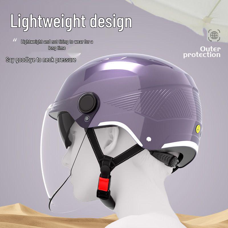 3C Certified Electric Vehicle Half Helmet with Double Visor for Large Head Circumference - All-Season, Unisex