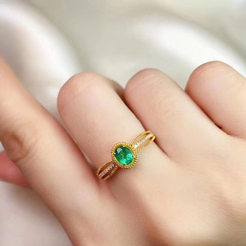 Cincin Zamrud Emas 14K Solid Princess Trendi Baru Untuk Wanita Hadiah Mewah Cincin Tahan Lama Ulang Tahun Pernikahan Perhiasan Bagus Asli