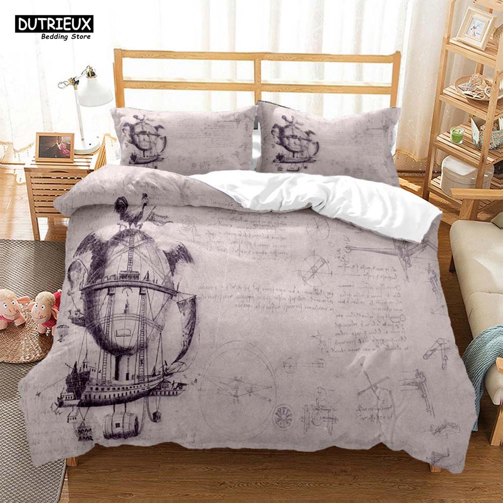 Vintage Style Navigation mapPrinted Polyester Bedding Soft And Comfortable  Customizable Comforter Bedding Sets