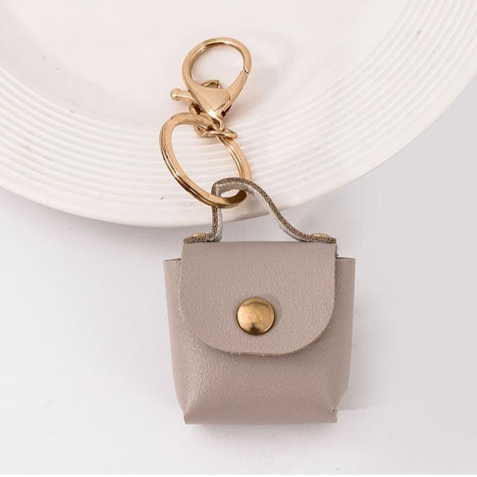 Amazon Change Bag Mini Small Storage Bag PU Leather Solid Color Square Bag Keychain Accessories Car Pendant