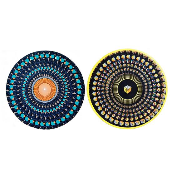 2/3 Peças Slipmat Animado Zoetrope 12 polegadas Ilusão Óptica Tapete de Toca-discos Slipmat de Vinil Animado com Efeito de Movimento Zoetrope Disco Visual Cinético