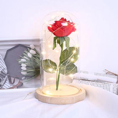 Artificial Rose Flowers Eternal Rose with LED Light Realistic Looking Battery Powered