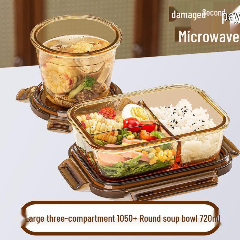 Youluo Glass Lunch Box with Lid, Microwave Safe
