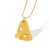 Year Of The Tiger'S New Simple Cheese Block Notched Imitation Pearl Pendant Necklace Titanium Steel Plated With 18K Gold One Piece