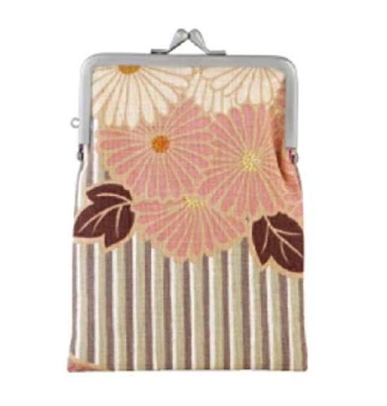 Noren Mini Pouch Retro Flower Design Made In Japan with a Japanese Pouch for Small and Pencils (A7 Size, - Black) / Pattern, Multi-Purpose Items,