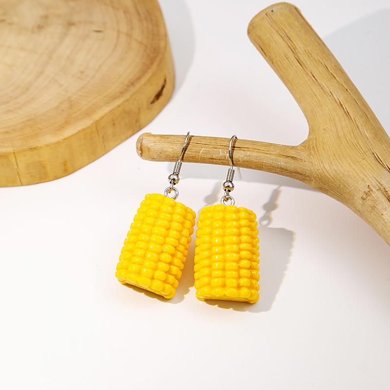 Unique Green Vegetable Resin Earrings - Personalized Corn and Broccoli Design