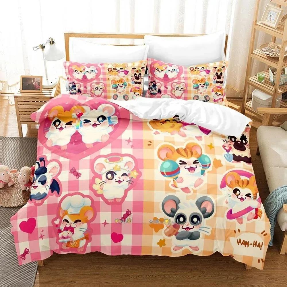 3D Printed Cartoon Animal Hamtaro Bedding Set Single Twin Full Queen King Size Bed Set Adult Kid Bedroom Duvet Cover Sets