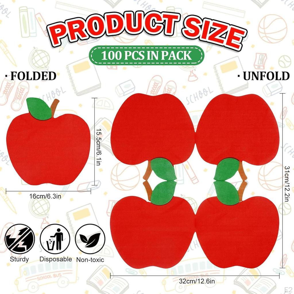 100 Pieces Apples Dinner Napkin, Paper Napkins, School Napkin Red for