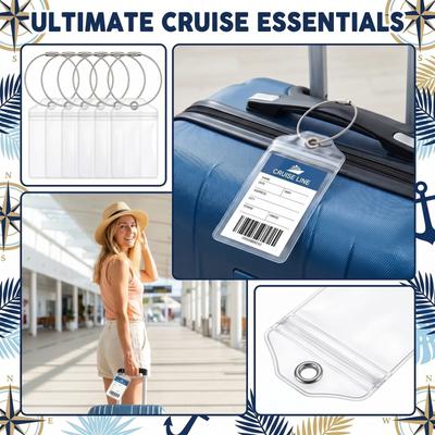 Transparent PVC Vertical Luggage Tag Waterproof Cruise Identification Label Durable Travel Bag Tag with Clear Window for Easy Information Display