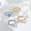 Hot-selling oval imitation Opal moon ring retro light luxury four-claw celebrity style diamond jewelry