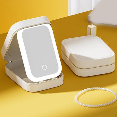 Estuche de Maquillaje de Viaje con Espejo LED de 3 Brillos Ajustables, Neceser, Portátil, Maquillaje