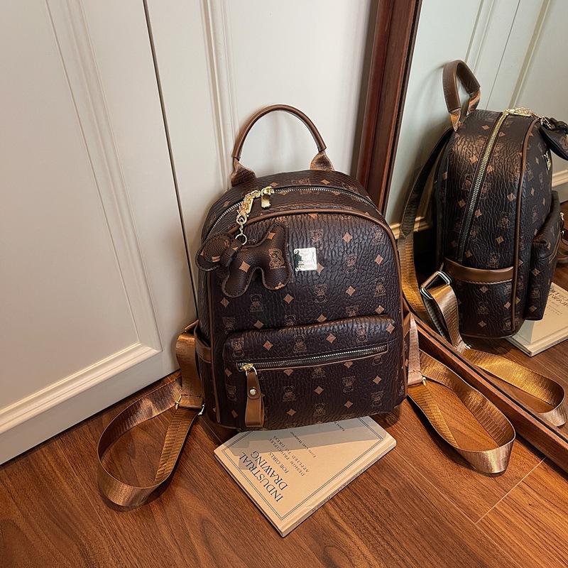 2025 New Large-capacity Backpack Female Cartoon Cute Bear Lady Backpack Korean Version Foreign-style Printed Backpack Tide