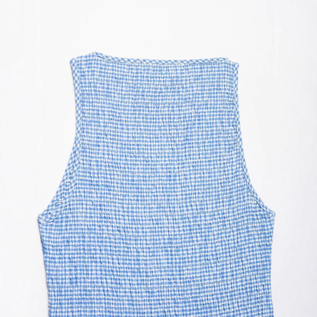 2025 Spring Women's European & American Style Plaid Midi Dress