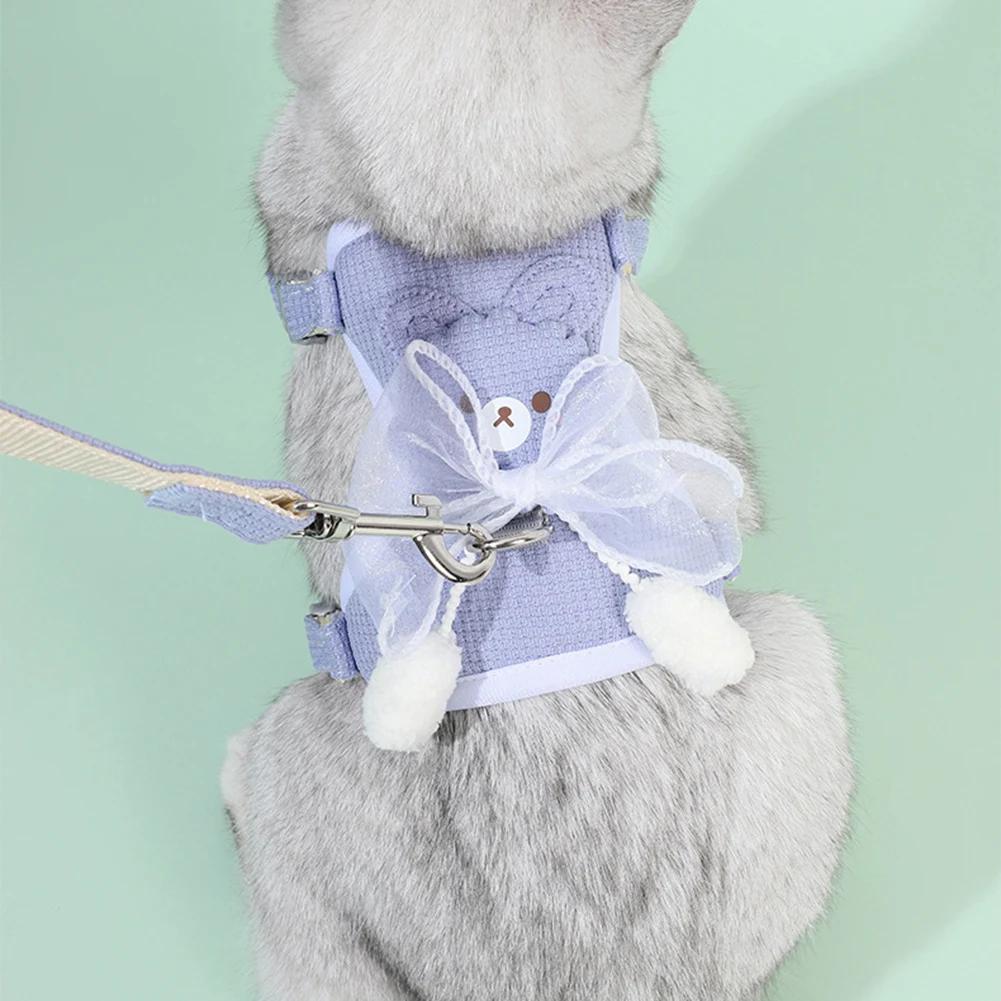 Cute Bow Pet Harness Undershirt Style Pet Leash Adjustable Leash Pets Harness for Small Dog Cat Supplies For Outdoor