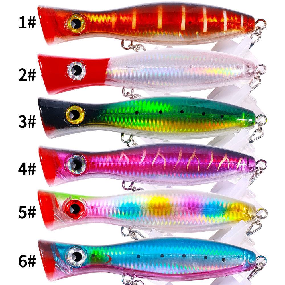 

6PCS 17CM 92.7GBoat fishing trolling lure, surface system, wave-popping, heavy-weight plastic bait, creates noise when hitting t 17CM 92.7G