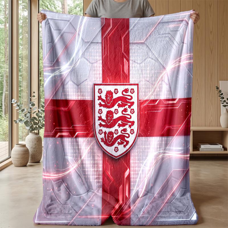 England Football Printed Flannel Blanket Skin Friendly Warm Decorative Throw for Indoor Couch Bed Daily Use