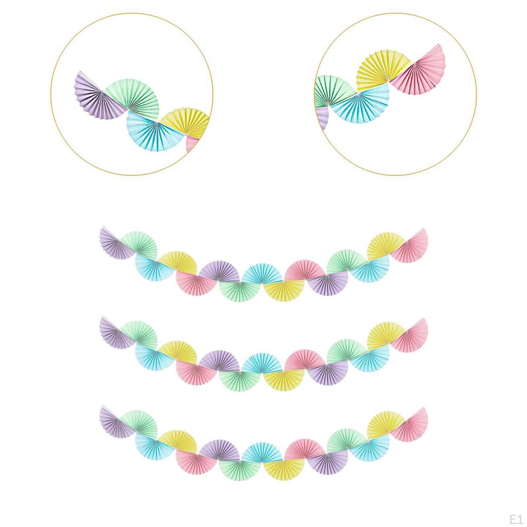 3Pcs Paper Fans Garland Background Banner Ceiling Hanging Decoration for Carnival Wedding Shower