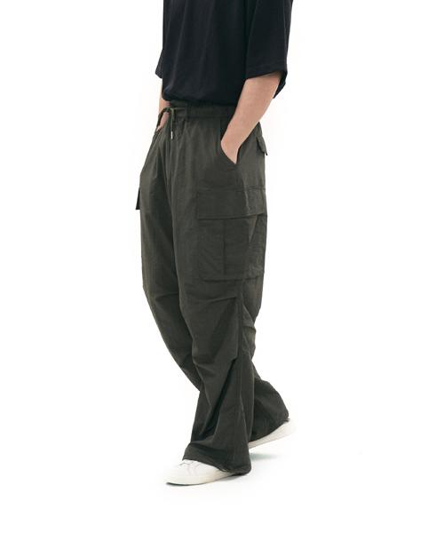 GRAPH PLATFORM Nylon Cargo String Pants Khaki