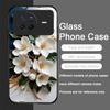 White Camellia Flower Marble Texture Tempered Glass Phone Case for OPPO Reno 13 F 12 11 10 Pro Plus Find X8 X3 Lite A58 5G Cover