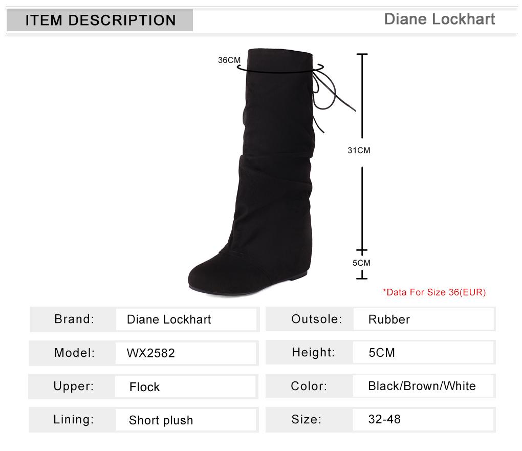 Fashion Autumn Winter Women Mid Calf Boots Casual Slip on Lace up Long Boots Flats Fashion Pleated Round Toe Black Elegant Botas Female