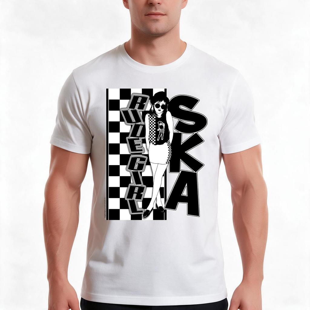 Rude Girl Ska T-Shirt Sommer Lässig Baumwolle T-Shirt Oversize Streetwear Oberteile Vintage Grafikdruck Lockerer Schnitt Kurze Ärmel