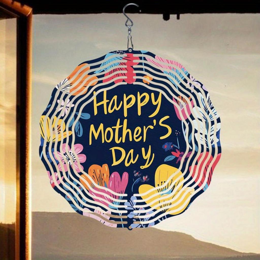 Colorful Floral Metal Wind Spinner 3D Outdoor Garden Decor Windmill Art for Home Yard Mother Day Gift Wind Chime Decoration