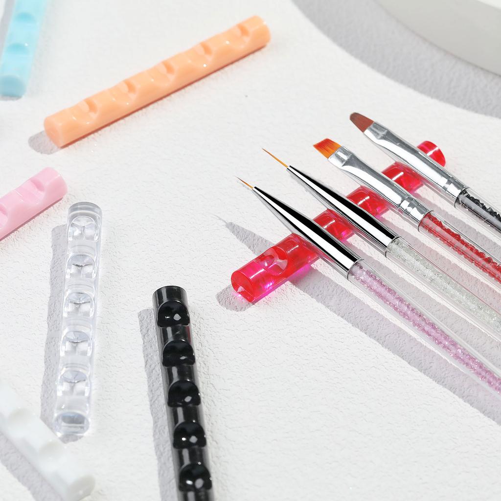 5 Grids Acrylic Clear Nail Brush Shelf Portable Mini crystal Painting Pen Rest Holder Stand Colorful UV Gel Brush Display Holder