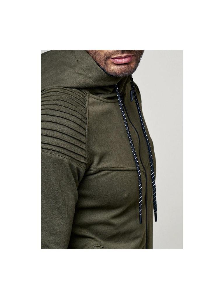 Men's Outdoor Sports Casual Solid Color Hoodie Cardigan Set