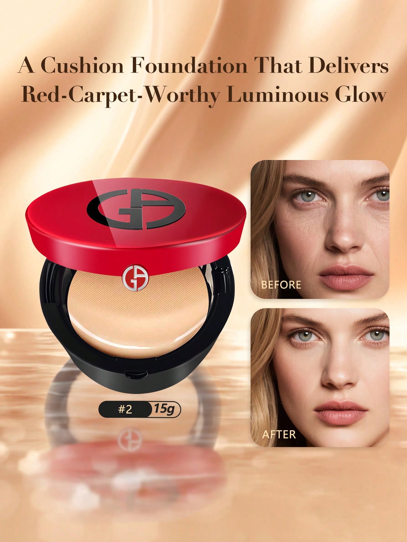 Giorgio Armani TO GO Кушон Essence-In-Foundation #2-#3 Увлажняющая Стойкая Сияющая Тональная Основа #2 15g