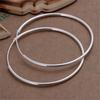 925 Silver Hoop Earrings Simple Smooth Large Earrings Women's Jewelry