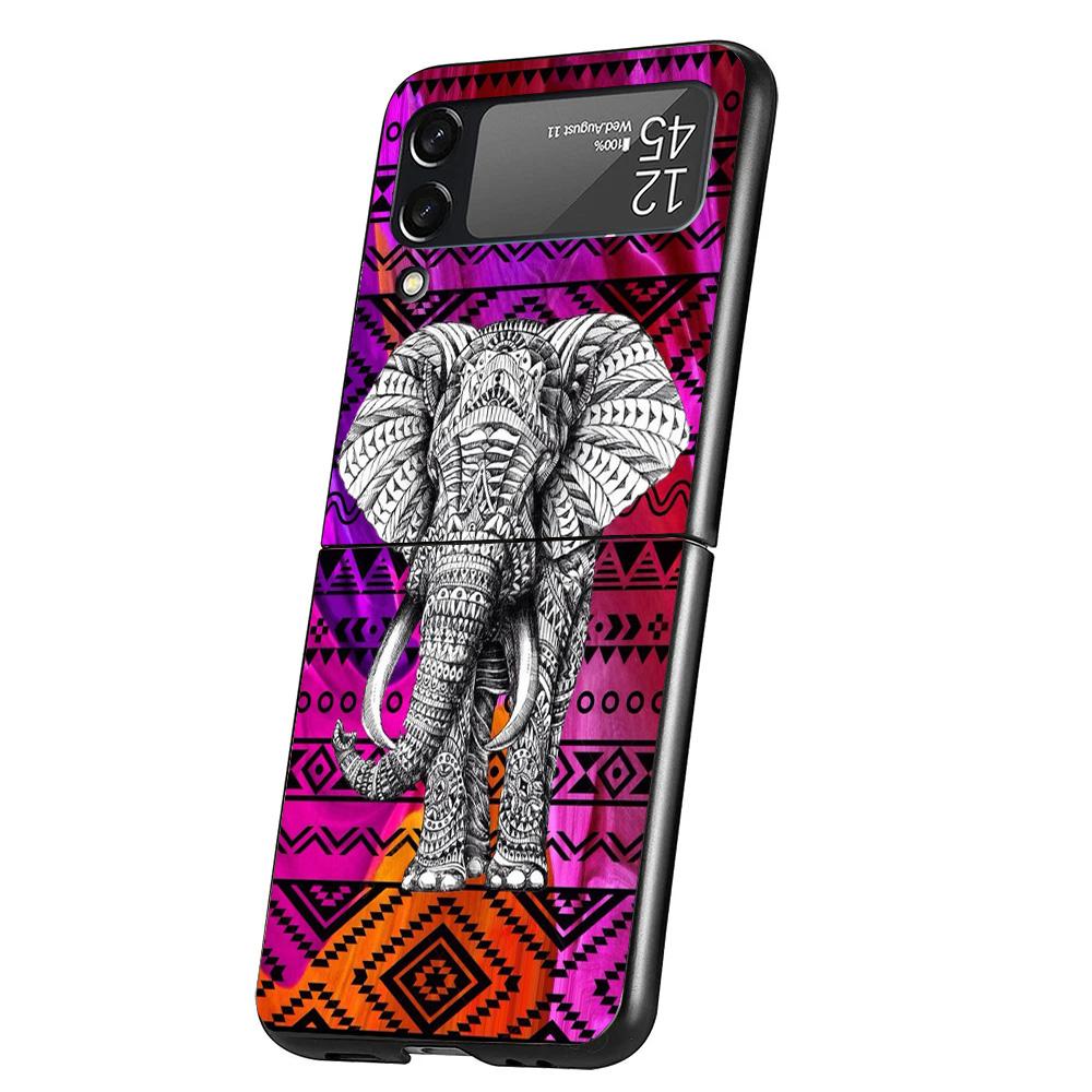 Elephant Mandala Aztec Phone Case For Samsung Galaxy Z Flip 7 6 5 4 3 5G Cover ZFlip7 ZFlip6 ZFlip4 ZFlip5 ZFlip3 Coque Fundas G