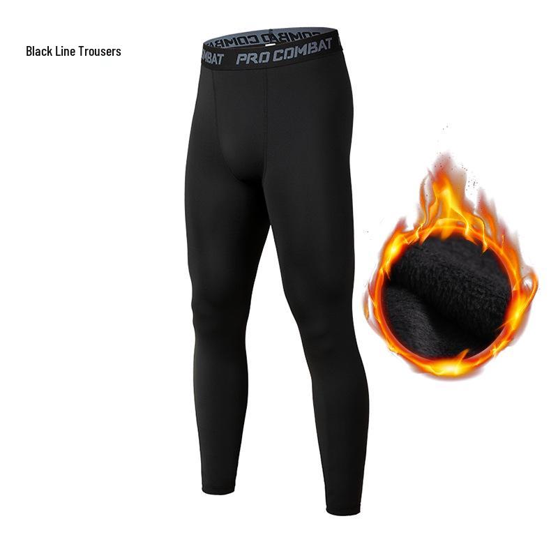 

Мужские спортивные тайтсы с флисовой подкладкой, быстросохнущие - Теплые, дышащие фитнес-брюки для тренировок осенью/зимой XXL чёрный