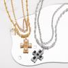 Tooxika Exaggerated Metal With Diamonds Cross Pendant Necklace Set Retro Literary Light Luxury Collarbone Chain