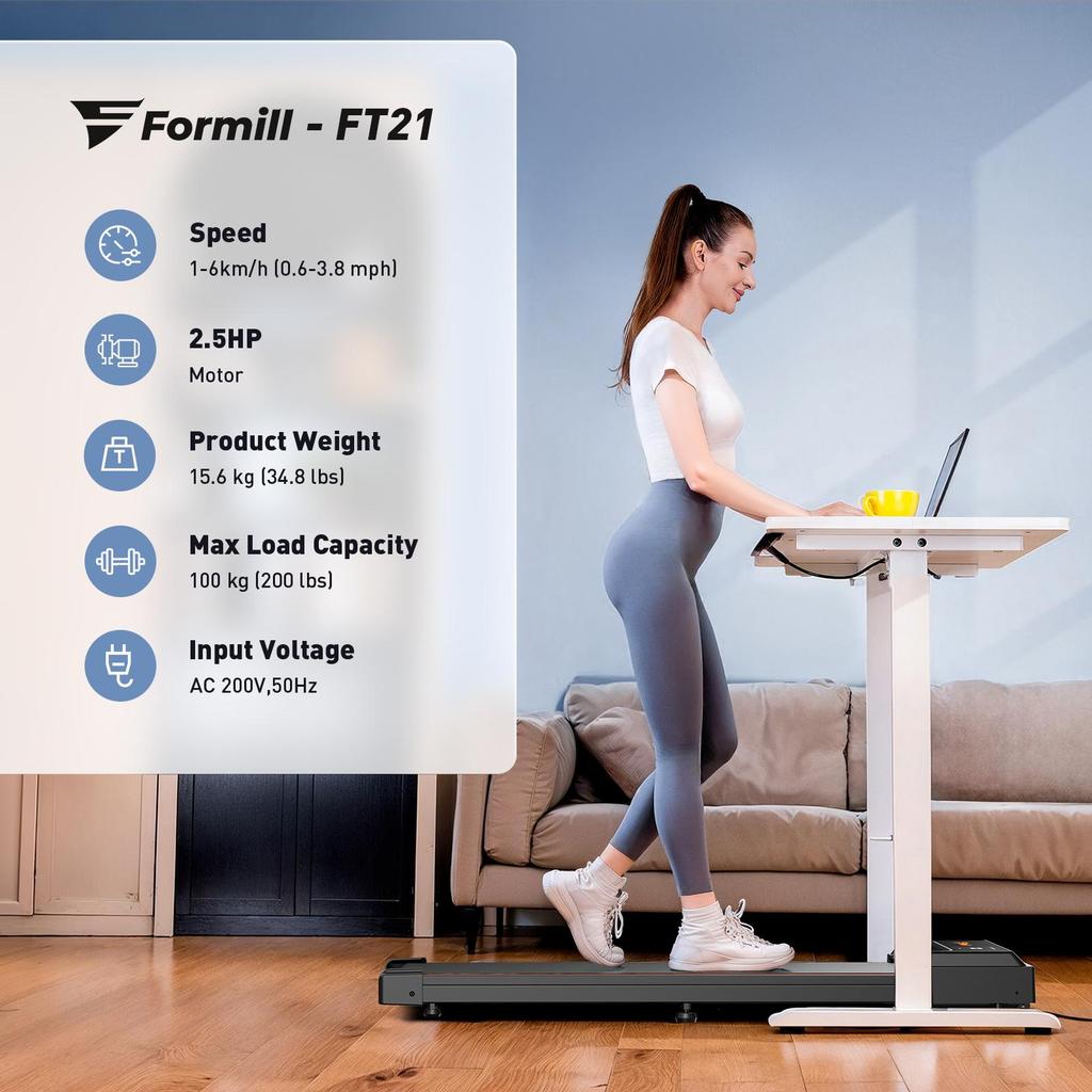 Gångband FT21 LED-display Fjärrkontroll Kompakt Gångplatta Hemmakontor Användning sport