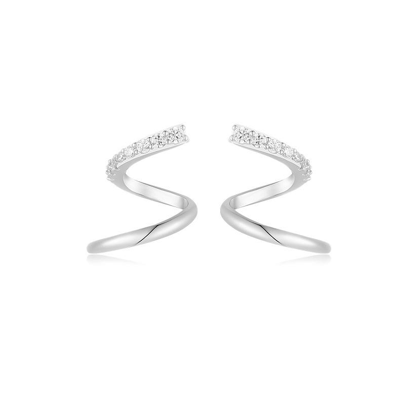 

Серьги-гвоздики из серебра 925 пробы с вращающимися бриллиантовыми серьгами Простые серьги-гвоздики в стиле «пригород» с корейским темпераментом, небольшие, свежие, волнистые, из циркония