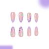 Waterproof Press On Artificial Nail With Violets Floral Art Plastic Nail Tips For Party Wedding