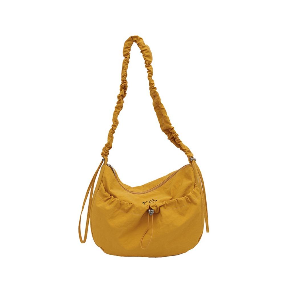 

Nylon Pleated Shoulder Bag Large-Capacity Tote Bag Trendy Drawstring Crossbody Bag Student жёлтый